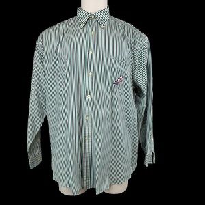 Nautica Shirt XL Mens Green Stripe Long Sleeve Button Down (482)